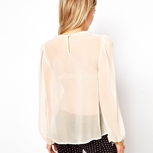 ASOS sheer blouse with floral appliqué yoke - Picture 3 of 8